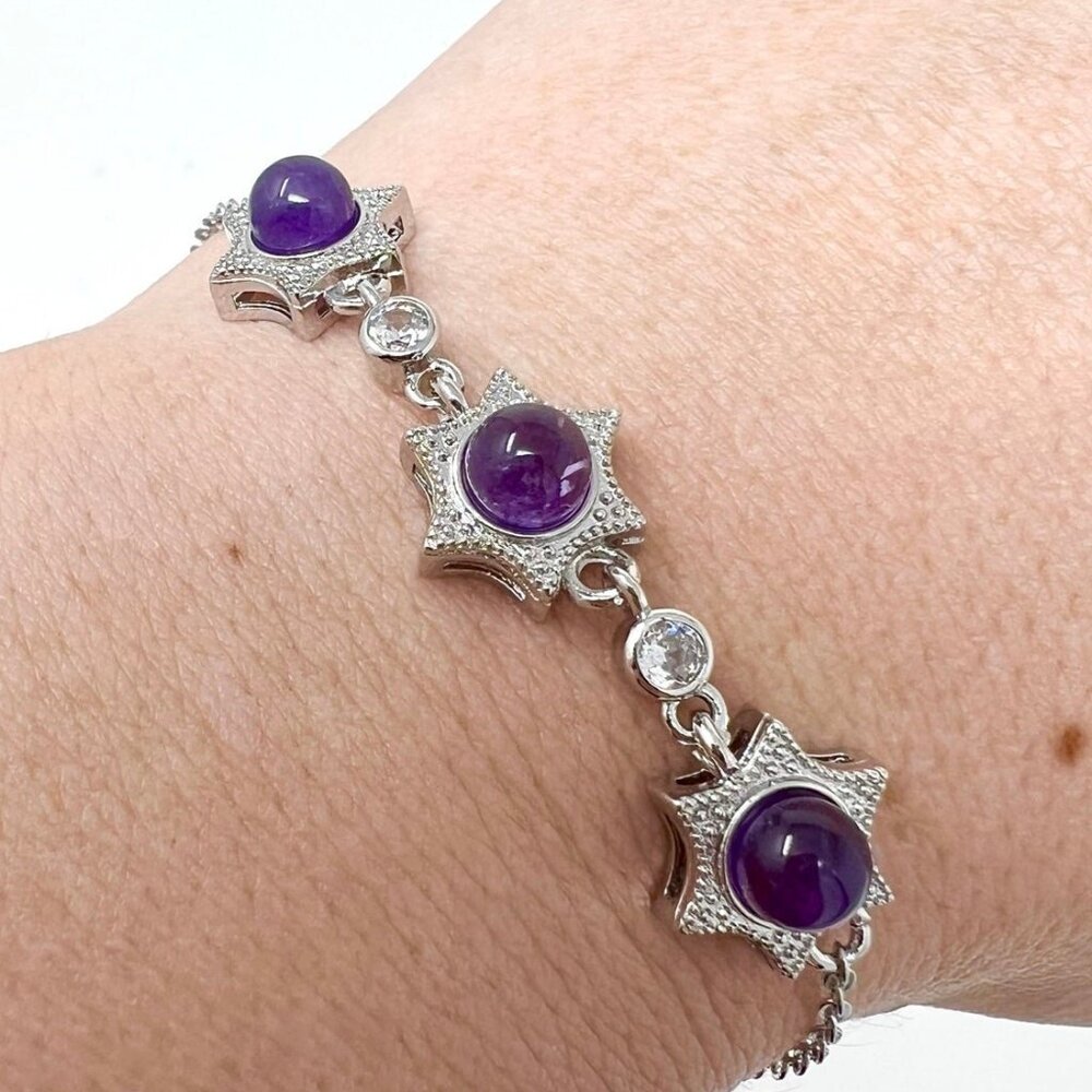 Amethyst star bracelet high quality Round jewelry natural crystal rock